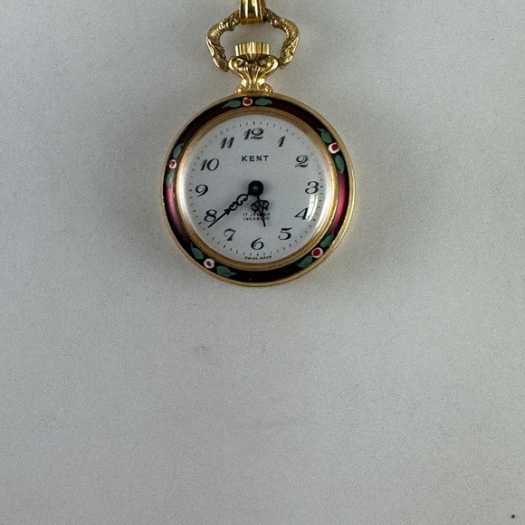 Kent Swiss Pendant Watch with 28 inch Necklace 17 Jewels Hand Wind - Picture 3 of 8